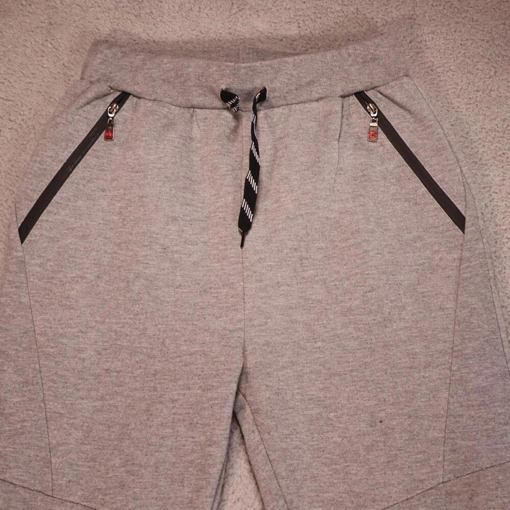 Mecca Sweatpants Jogger Grey Cuffed Zip Drawstring 3 pockets